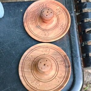 Teal Wood Mushroom Disc Incense Burners